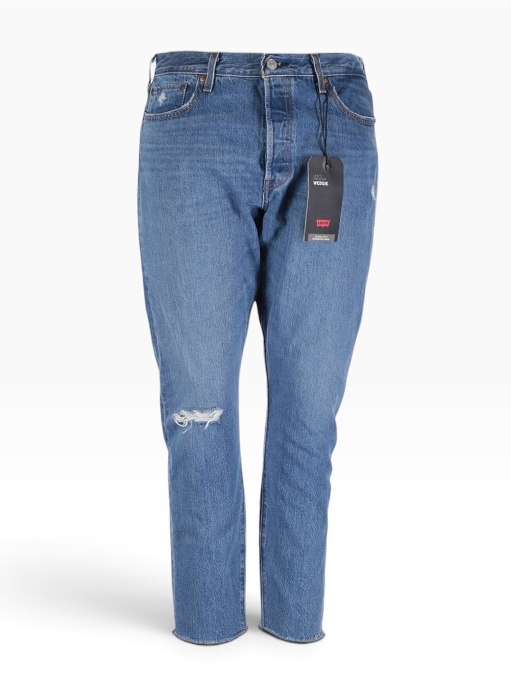 Levi’s Premium Wedgie Jeans 33 High Rise Distressed Raw Hem Button Fly NWT